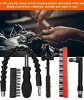 Premium 23Pcs Flexible Shaft Bit Set With Gold Plated Holder And Socket Kit For Electric Drill showing flexible shaft, bits, and sockets