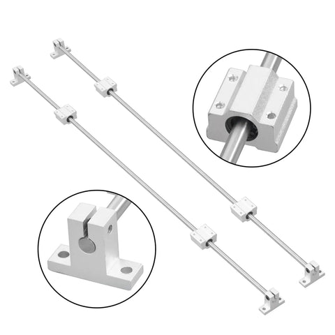 Two Piece 8mm By 800mm Linear Motion Rod Guide Kit with SCS8UU Bearings and SK8 Rail Supports for CNC Machines and 3D Printers