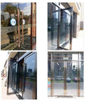 Exterior view showing European Antique Glass Cabinet Drawer Handle in Solid 201 Stainless Steel with Brushed Finish on doors.