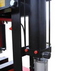 Real Deal 40 Ton Air Hydraulic Shop Press close-up of hydraulic cylinder and controls for precision tasks in automotive repairs.