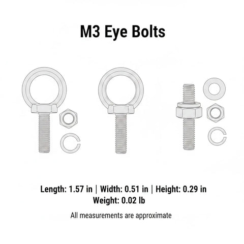 M3 Stainless Steel Eye Bolt Kit With Nut And Washers For DIY Hanging Projects Indoor Outdoor Use Heavy Duty Anchor