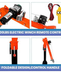 6000lbs Electric Winch with Remote Control and Foldable Design for Heavy Duty Truck Bed Crane with High Powered Electric Winch And Adjustable Alloy Steel Jib For Serious Hauls 360 Swivel 15 Inch Plate Pickup Rig Knuckle Buster Rock Solid Setup Total Bad Ass Performance.
