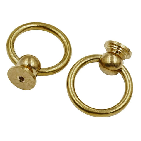Antique Brass Ring Cabinet Pulls Set Of 2 For Dresser Drawers Wardrobe Furniture Vintage Solid Brass Kitchen Cabinet Hardware