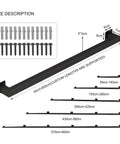 Heavy Hitter Black Wrought Iron Wall Mount Railing Bracket Kit with adjustable size options shown in dimensions.