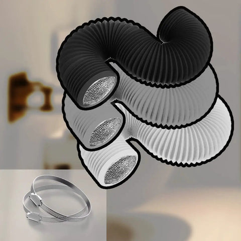 4 Inch Dryer Vent Hose Flexible Insulated Air Ducting With PVC Aluminum Foil Outer Layer 8 Feet Long Includes 2 Clamps