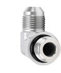 One Half Inch 37 Degree Flare Male To SAE ORB 90 Degree Elbow Connector carbon steel hydraulic fitting, angled view
