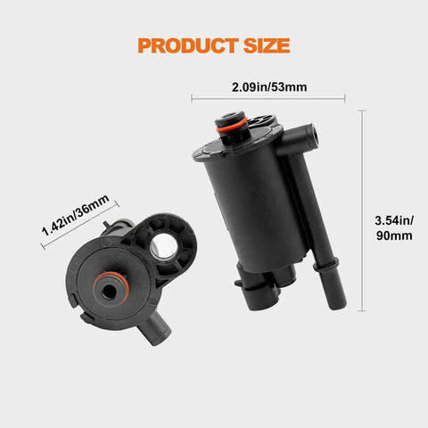 Product dimensions of vapor canister purge valve for GM in black color