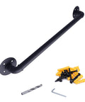 3.3ft Black Staircase Handrail Kit For Indoor Stairs Pipe Style Rail Bar Wall Mount Galvanized Steel Industrial Look 440Lbs Load Capacity Built To Last Durable Metal Rail with mounting hardware