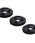 Three Traxxas 54T 0.8 32 Pitch Spur Gear Set for RC Slash Stampede 4x4 VXL Rally VXL Three Piece Upgrade displayed on white background.