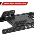 Close-up of Universal Carbon Fiber LCG Chassis Kit's multiple shock mounting points for 1/24 Axial SCX24.