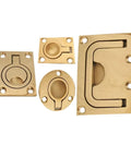 316 Stainless Steel Gold Plated Hatch Pull Handle With Mounting Screws, Round And Square Hinge, Flush Lift Ring Deck Hardware