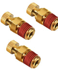 Three Pack Brass Air Tank Drain Cocks With Knurled Ends And Thumb Screw Handles, One Quarter Inch NPT Male Replacement Valves