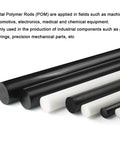 Four Pack Round Acetal Copolymer Rods Three Eighths Inch Diameter Twelve Inch Length Black POM C Rods For Precision Gears Bearings And Bushings Top Notch Machinable Non Marring And Standard Tolerance black POM rods