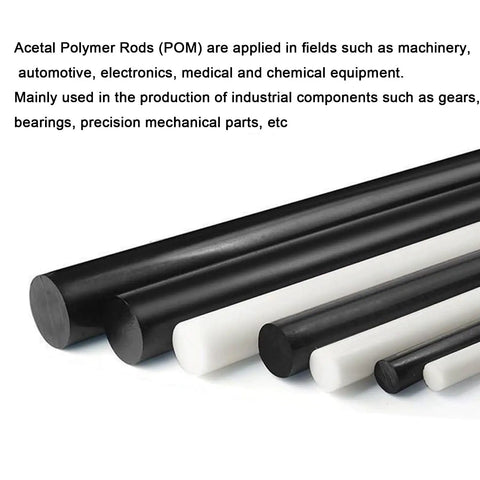 Four Pack Round Acetal Copolymer Rods Three Eighths Inch Diameter Twelve Inch Length Black POM C Rods For Precision Gears Bearings And Bushings Top Notch Machinable Non Marring And Standard Tolerance black POM rods