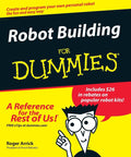 Cover of Robot Building For Dummies featuring cartoon character and bright color scheme, emphasizing robotics and coding.