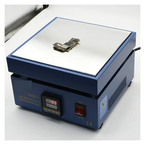 Pro Grade 850W Soldering And Desoldering Station With Digital Preheat Hot Plate 200x200mm with LCD Display and PCB board