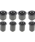 Bulletproof Eight Piece Front Upper And Lower Control Arm Bushing Kit For Nissan Frontier Rock Solid Suspension Fix Heavy Duty Rubber set of eight bushings