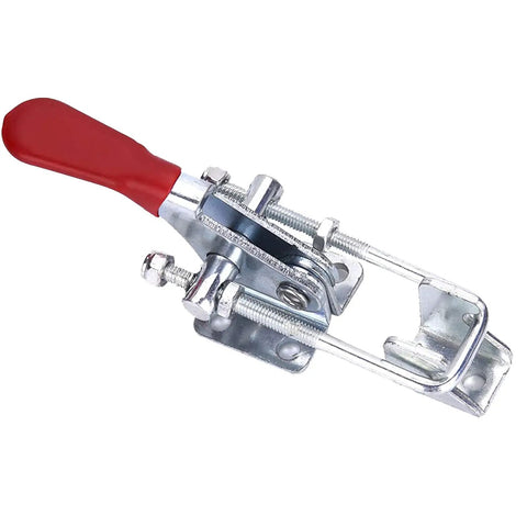 U Bolt Toggle Latch Clamp 360 Lbs Holding Power Heavy Duty Adjustable Small Latch Hardware with red handle and silver metal parts