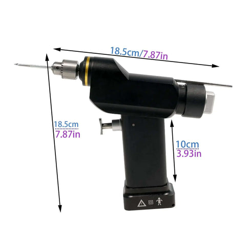 Top Shelf Electric Cannulated Drill For Veterinary Bone Surgery featuring ergonomic grip and precise drill bit, dimensions 18.5cm x 10cm.