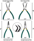 4 Piece Snap Ring Pliers Set, 7 Inch Beast Heavy Duty Internal External Circlip Pliers Kit With Storage Case, Straight And Bent Jaw