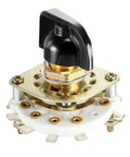 2 Pole 4 Position Rotary Switch With Knob For Band Channel Selection, 1 Deck, 10 Pins, 6mm Shaft, 9.7mm Mount Hole, Black Knob