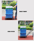 Premium Rock Solid Heavy Duty Workhorse Foldable Platform Trolley Cart With Precision Swivel Casters in use moving blue storage boxes.