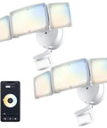 Smart LED Motion Sensor Outdoor Flood Lights 40W 4000LM 2700K 6500K Color Temp IP65 Waterproof Google Home Compatible WiFi App Control 2 Pack