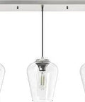Vidria Cluster Pendant Light In Brushed Nickel, Modern Ceiling Fixture With Clear Glass Shades For Kitchen Island, Living Area