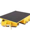 Heavy Duty Swivel Machinery Moving Skates Featuring Smooth Rollin Pu Or Tough Steel Wheels For No Sweat Heavy Equipment Haulin And Killer Floor Grip On Any Surface. Yellow machinery dolly with textured black surface.