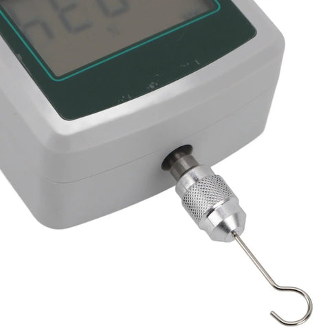All In One Push And Pull Tester 5 N To 50 N Range Built In Sensor With Digital Display Includes Screws Nuts And Storage Boxes Pro Grade Tool For Accurate Force Measurement In Material Mechanics Testing, close-up hook attachment