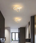 Spiral LED Ceiling Light Fixture, Modern Semi Flush Mount 22W Warm White 3000K in a kitchen setting