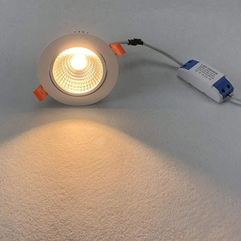 JUDYSSY Adjustable Led Floodlight 3-15W High Efficiency Cob Ceiling Light with warm illumination on a surface.