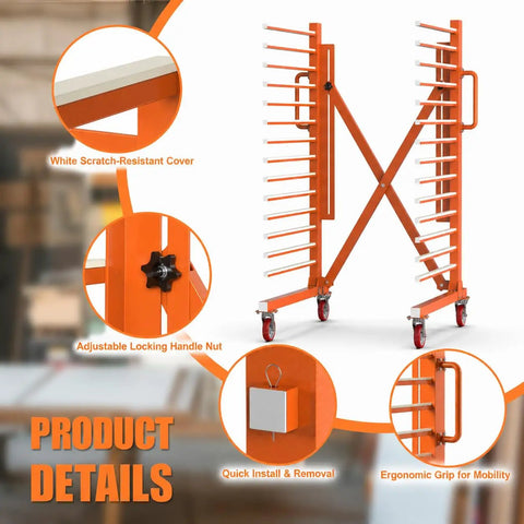 Heavy Duty Expandable Paint Drying Rack For Cabinet Doors With Smooth Casters And Hella Solid Steel Frame For Commercial Millwork And Serious Woodworking Projects Daily with adjustable locking handle and ergonomic grip