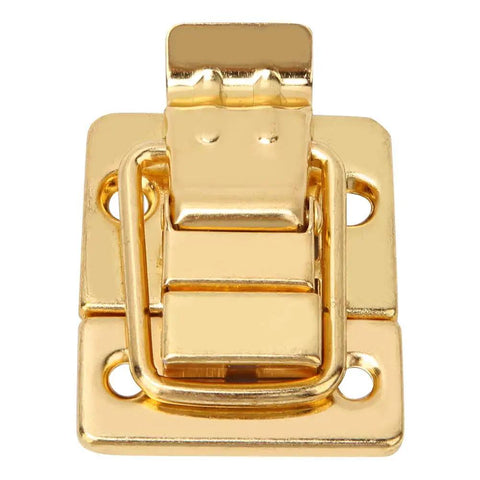Golden Finish Stainless Steel Toggle Latch Kit 10 Pack For Boxes Jewelry Boxes And Suitcases shown close-up with vintage style