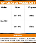 Table of applicable models for Electric Fuel Pump Module Assembly Drop-In Replacement For Ram 1500 5.7L V8 2011-2017 And 3.7L V6 2011-2012