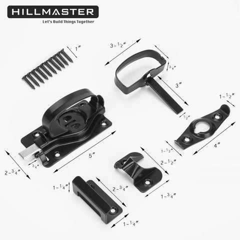 Heavy Duty Automatic Locking Gate Handle Latch For Interior And Exterior Doors, Built Tough Door Latch Hardware components laid out