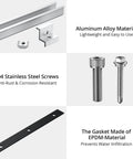 Components of Six Pack Solar Panel Mounting Brackets Kit with 7.87 Inch Aluminum Rails and 30mm and 35mm End Clamps shown
