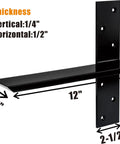 2 Pack Heavy Duty Floating Shelf Brackets For Granite Countertops, Hidden Knee Wall Mount Supports with dimensions shown