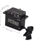 Beast Mode 70Kg Brushless Digital Servo with IP67 waterproof housing, dimensions 40x37x20mm for RC crawler builds.