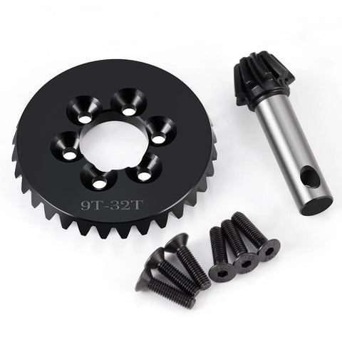 Beefy Steel Front Or Rear Spiral Cut Differential Ring And Pinion Gear Set 32T And 9T For Axial One Sixth SCX6 JLU Jeep Trail Honcho