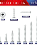 Rock Solid Size 8 By Three Quarter White Wood Screws 212 Piece Box Phillips Truss Head self-tapping fasteners collection.