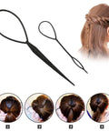 DIY Hair Braiding Tool Kit For Fast Spiral Braids Complete Styling Set shown with hair styling steps and tools