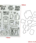 Silicone Clear Stamp And Die Set For Card Making And Diy Embossing Projects with kitchen-themed designs including rolling pin and mixer