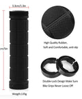 Comfy Rubber Bike Handlebar Grips With Aluminum Alloy Core And Plastic End Caps For MTB BMX And More, 128mm Long, 22.2mm Diameter