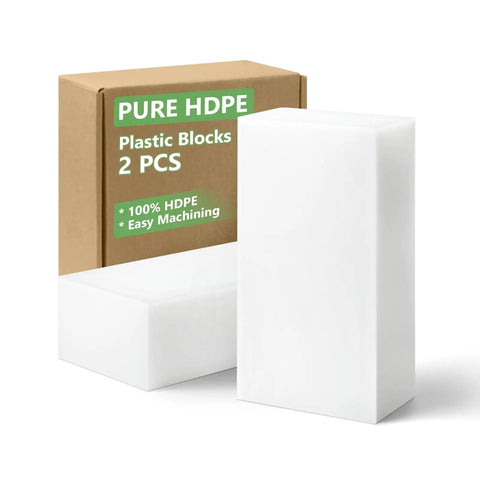High Density Polyethylene Blocks 6 By 3 By 2 Inches 100 Percent Virgin Solid Plastic Precision Cut For CNC Machining Food Safe Engineered For DIY Projects And Pro Builds Two Blocks Included