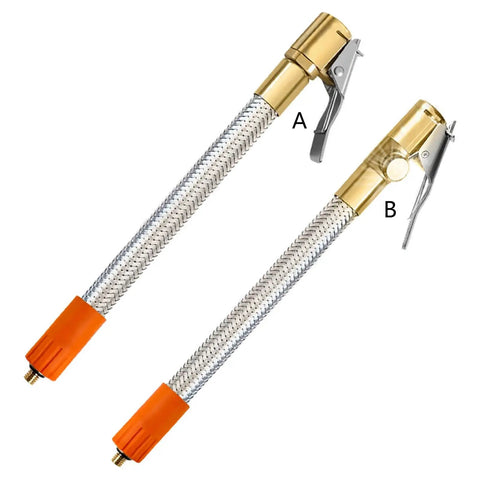 Heavy Duty Tire Inflator Hose Extension Tube With Quick Release Chuck Adapter For Car Bike Motorcycle Pump To Fill Tires Without Air Loss Have Good Pressure Daily Plug Into Compressor Unit Totally Sweet Gear braided stainless steel hose with lock-on chuck