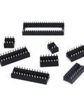 Assorted 122Pcs DIP IC Socket Set, 2.54mm Pitch Solder Type Adapters, 6 to 40 Pin, for DIY Electronics Projects, black adapters shown