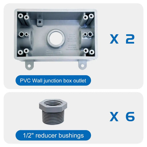 Weatherproof Outdoor Single Gang Electrical Box For One Half Inch Or Three Quarter Inch Conduit, UL Listed Plastic Junction Box Outlet
