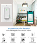Illustration of WiFi Light Switch With Bluetooth Remote, Single Pole One Way Wall Switch, Smart Life App, Hands Free Voice Control with phone
