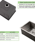 Deep 23 Inch Undermount Stainless Steel Kitchen Sink With 16 Gauge Single Bowl Ultra Durable Rust Resistant Easy Clean